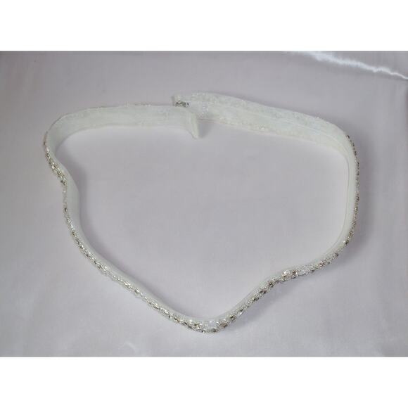 Horsehair bridal belt, rhinestone bridal belt rhinestone beaded bridal belt sash - Picture 3 of 5